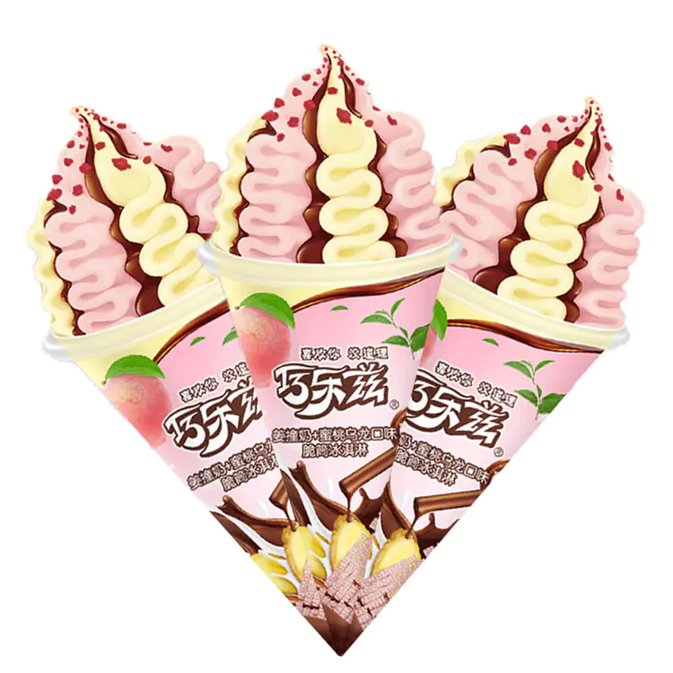 伊利 巧乐兹 姜撞奶蜜桃乌龙+巧克力香草口味脆筒冰淇淋 雪糕冰淇淋冰激凌 85g 16支(2)